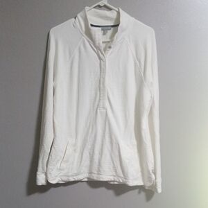 T ByTalbots Women's White Textured Long Sleeve Pullover Size Large